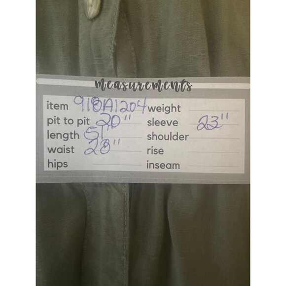 2/$30 ZARA Small Button-Down Shirt Dress Khaki Green Linen & Viscose - Picture 15 of 16